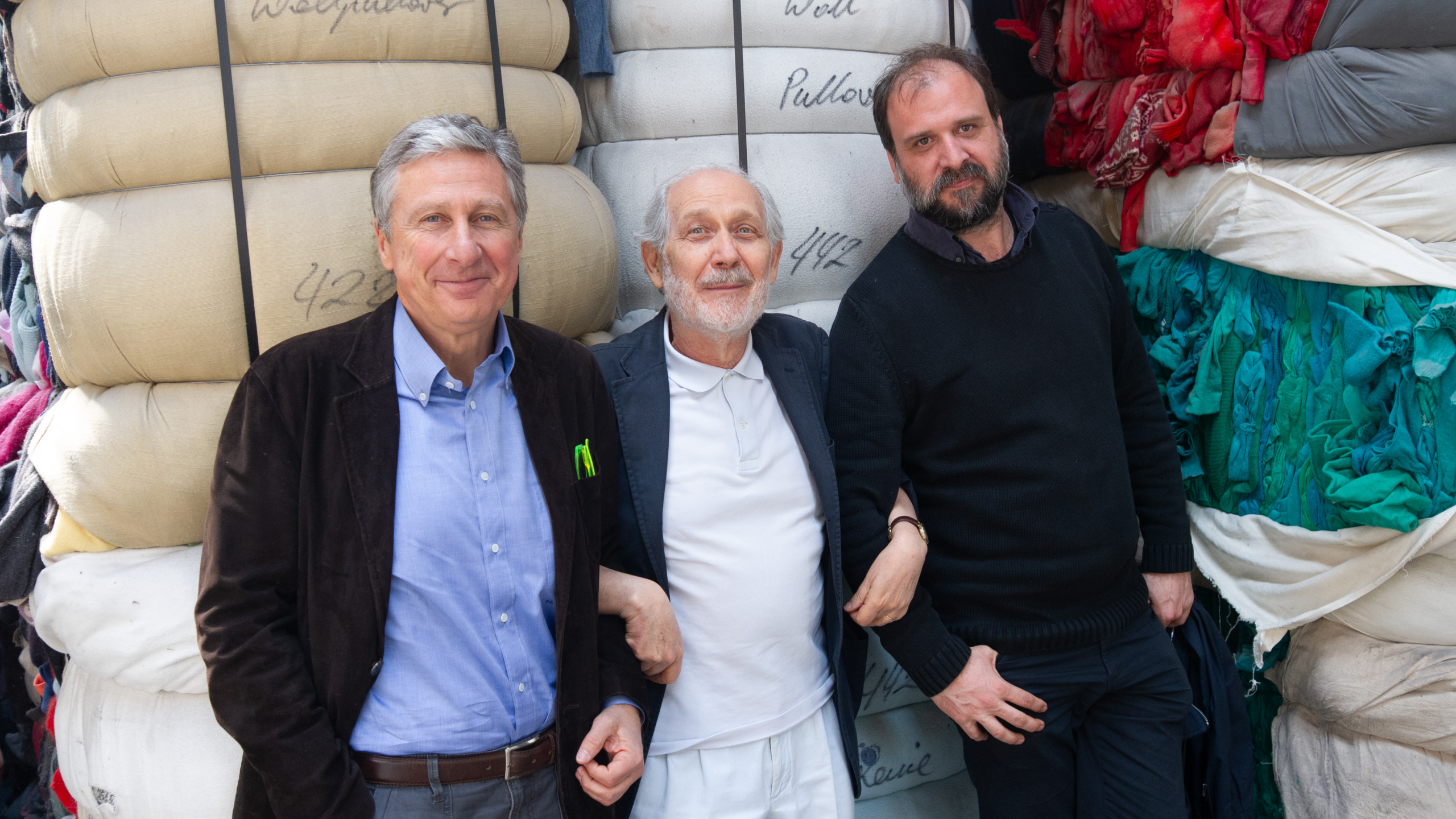 Da sinistra: Fabio Gori, Emilio Isgrò, Stefano Pezzato in occasione della mostra "Maledetti toscani, benedetti italiani". Ph. Carlo Fei