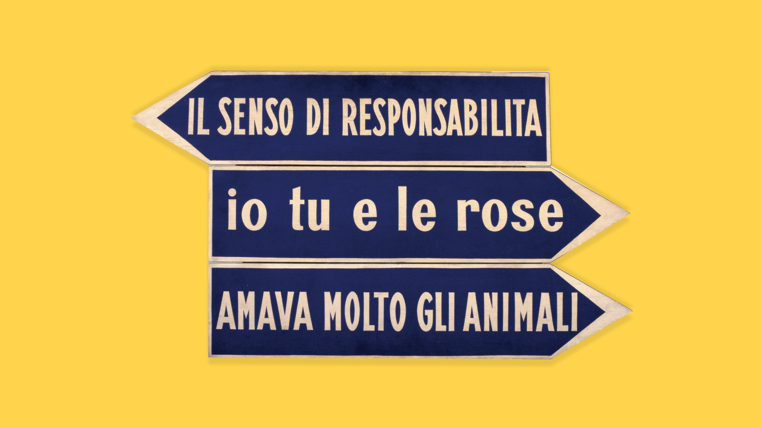 Ketty La Rocca, Segnaletiche, 1967 (La Rocca-11) Smalto su tavola, 60x109 cm Centro per l'arte contemporanea Luigi Pecci, Prato. Donazione di Carlo Palli
