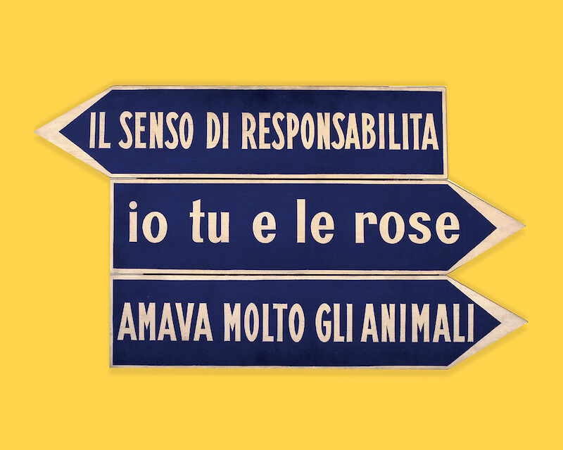 Ketty La Rocca, Segnaletiche, 1967 (La Rocca-11) Smalto su tavola, 60x109 cm Centro per l'arte contemporanea Luigi Pecci, Prato. Donazione di Carlo Palli
