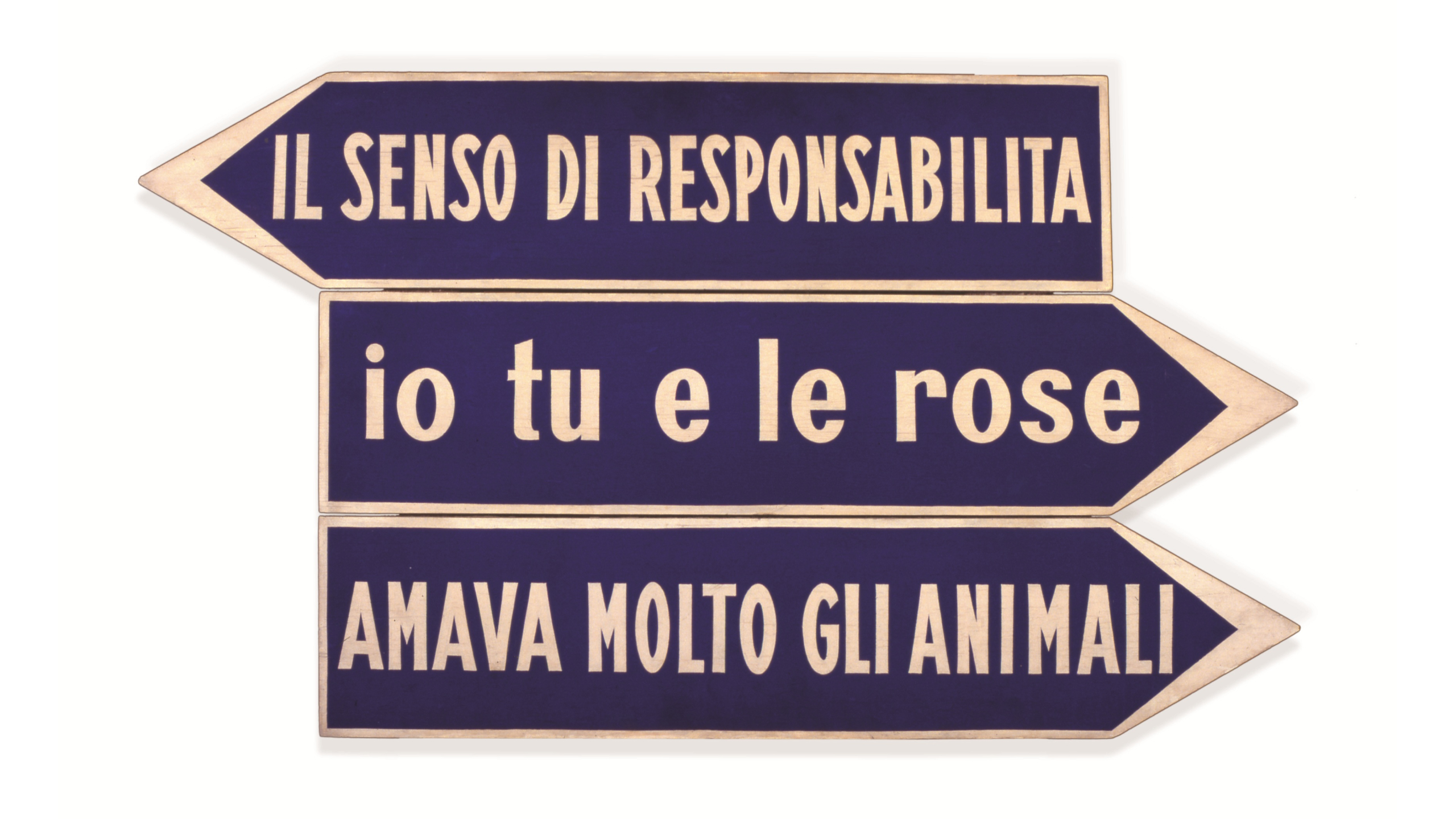 Ketty La Rocca, Segnaletiche, 1967 (La Rocca-11) Smalto su tavola, 60x109 cm Centro per l'arte contemporanea Luigi Pecci, Prato. Donazione di Carlo Palli