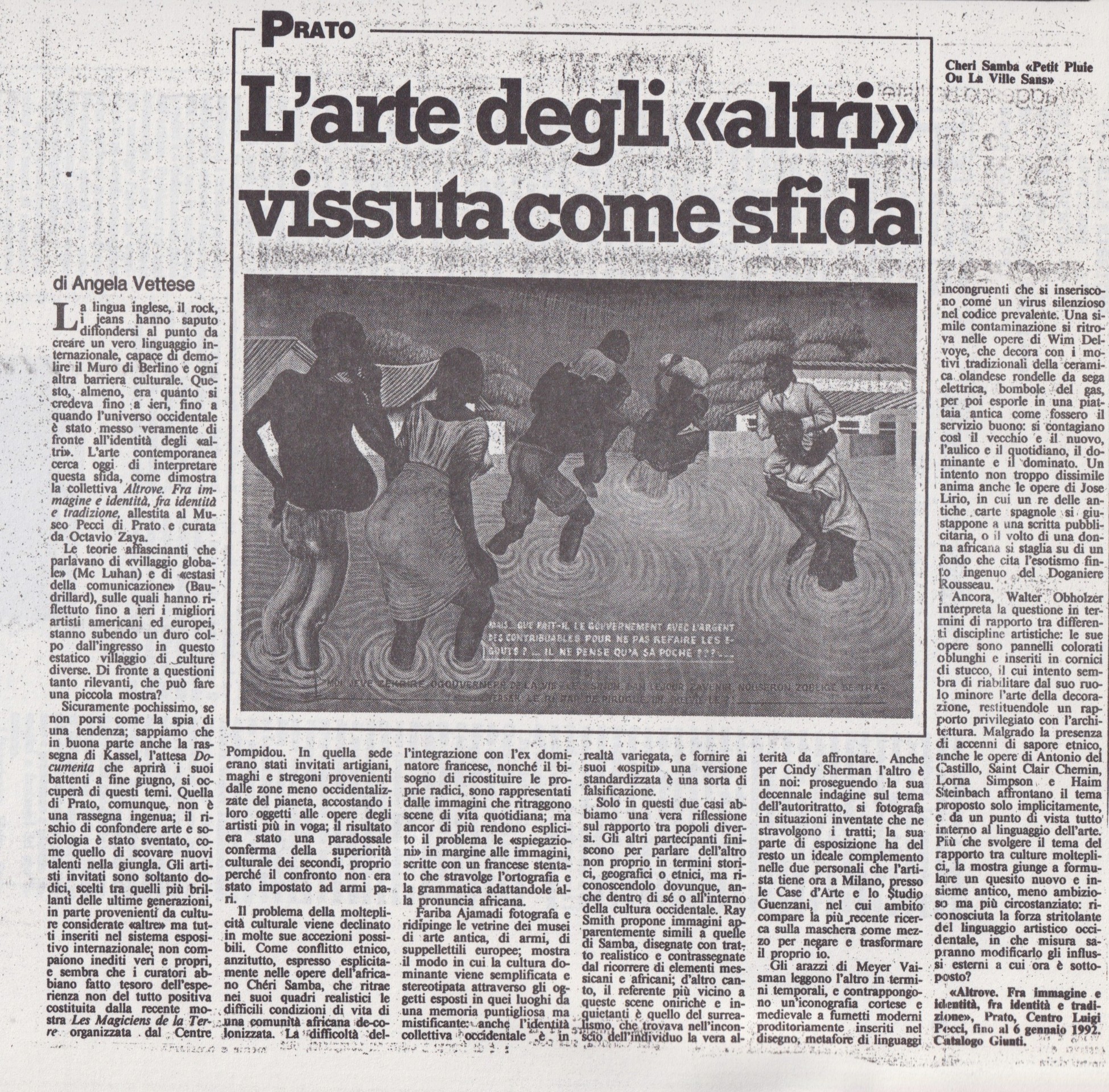Angela Vettese, L’arte degli «altri» vissuta come sfida, «Il Sole 24 Ore», 17 novembre 1991, p. 34